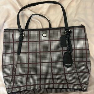 Coach brown white and black plaid purse